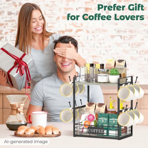 Coffee Mug Cup Holder Tree Bar Station Organizer