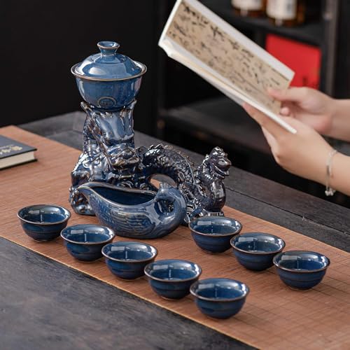 Ceramic Teapot with Infuser Semi Automatic Tea Set Magic Teapot with 8 cups Gradient Color