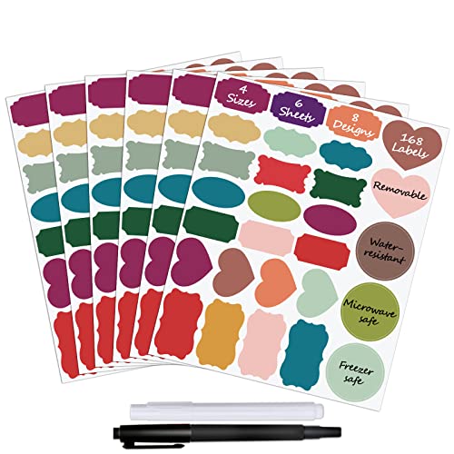 Colored Chalkboard Labels for Food Containers 168pcs