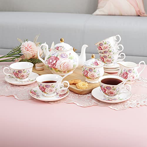 European Vintage Floral Porcelain Coffee Set