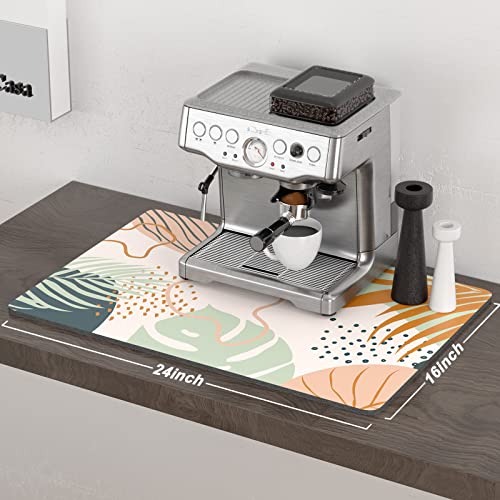 Coffee Mat 16" x 24" Cute Boho Theme Coffee Bar Mats for Espresso Machine Station Accessories and Organizer