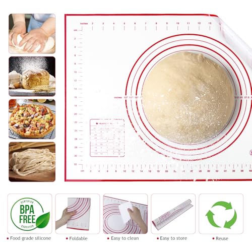 Adjustable Rolling Pin 3 Set and Silicone Baking Pastry Mat Silicone Bush Set