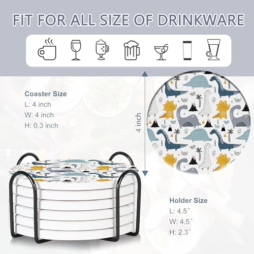 Drink Coasters Set of 6 with Holder
