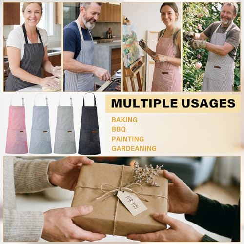 Cotton Aprons with Pockets (4 Count)