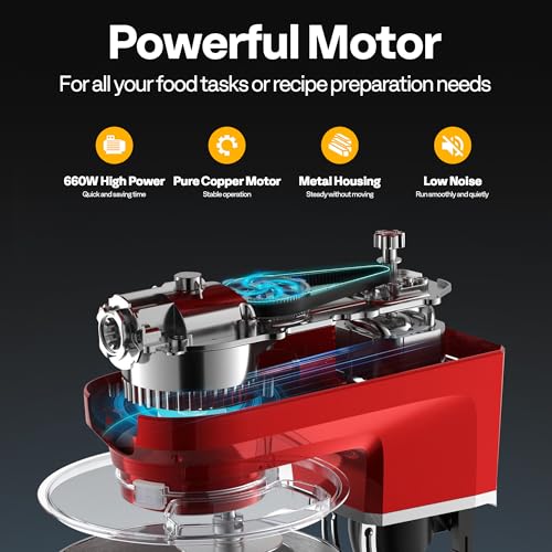 6-in-1 Stand Mixer, 8.5-Quart Tilt-Head Mixer, 10 Speeds, Red