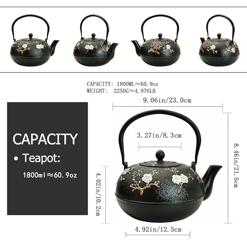 60.9oz Large Cast Iron Teapot