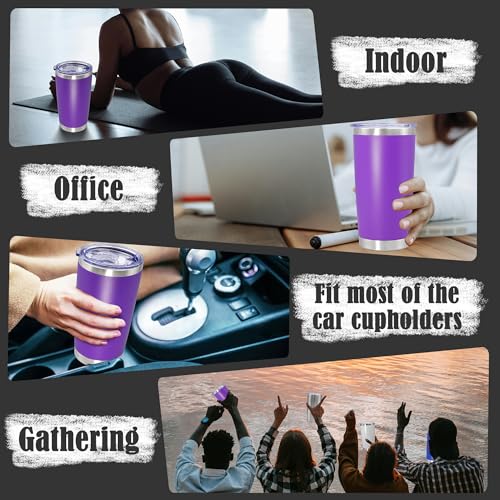 20oz Tumbler Insulated Coffee Tumblers with Lid Stainless Steel Purple 8P (8 Count)