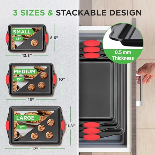 3‑Piece Nonstick Cookie Sheets