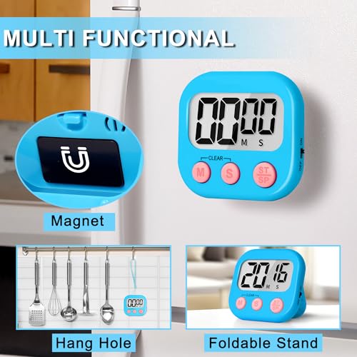 Digital Kitchen Timers for Cooking Kids Blue Green 6 Pack (6 Count)