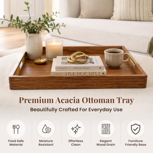 Large Square Ottoman Tray for Living Room and Coffee Table