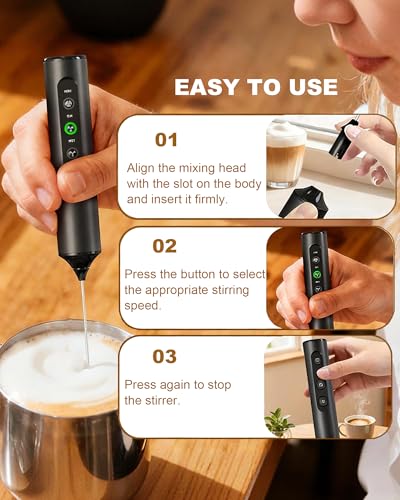 3 Speed Rechargeable Electric Milk Frother Handheld Foam Maker