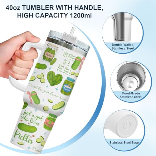 Funny Pickle Just Girl Who 40 oz Tumbler with Handle