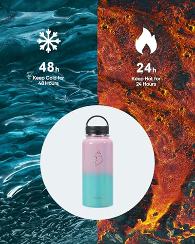 32 oz Water Bottle Insulated with Straw & 3 Lids