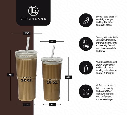 All Glass Iced Coffee Cup with Lid and Straw (2 Count)