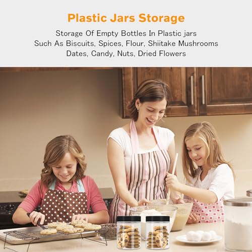 Plastic Jars with Lids 8 oz & 14 oz 24Pcs Clear Plastic Slime Storage Jars Containers with Airtight Leak Proof Black Screw On Lids Cylinder Clear Round Jar Food Grade Durable Jar (24 Count)