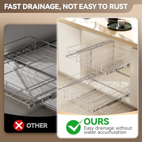 2 Tier Pull Out Cabinet Organizer 24" W X 22" D