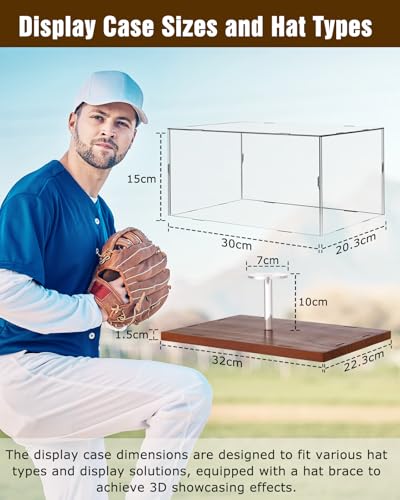 Acrylic Baseball Hat Display Case Solid Wood Base Cap Shaper