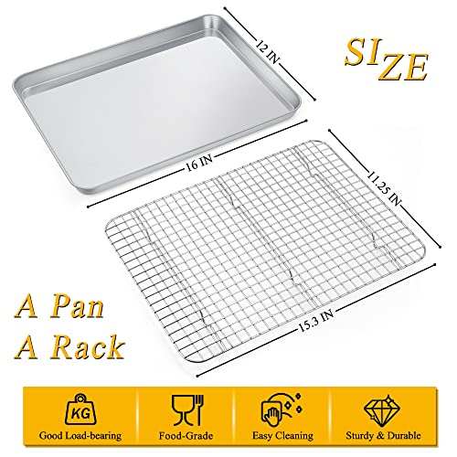 16 Inch Cookie Baking Sheet Pan with Wire Rack