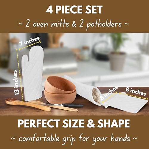 4 Piece Set 2 Oven Mitts & 2 Potholders (4 Count)