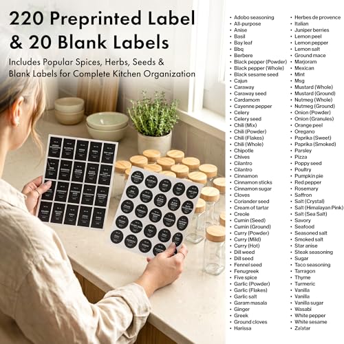 Glass Spice Jars with Label (36 Count)