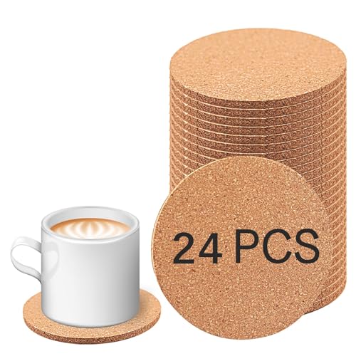 24 Pcs Cork Coasters for Drinks (100 Count)