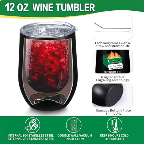 10 Pcs Coworker Gift Dumpster Fire Tumbler with Straw Lid (10 Count)
