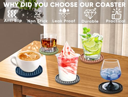 Rubber Coasters Set 6 with Holder