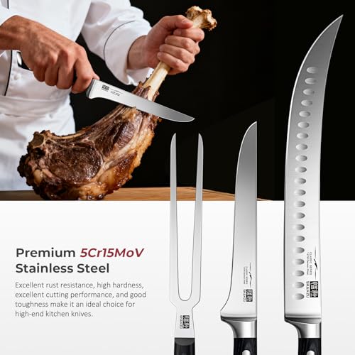 3Pcs BBQ Carving Knife Set with Sheath