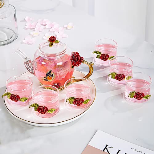 xixi home Red rose tea set suit、teapot heat