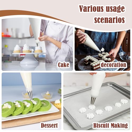 14 Piece Reusable Piping Bags and Tips Set with Stainless Steel Nozzles