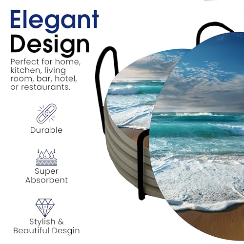 Ocean Coastal Theme Round Coasters Set of 6