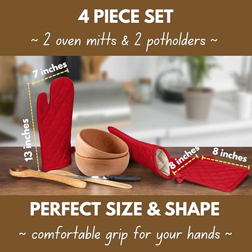 Pot Holders and Oven Mitts Sets for Kitchen Heat Resistant