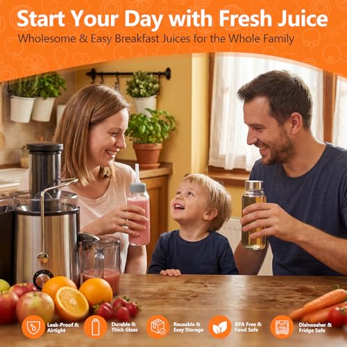 Glass Juice Bottles with Lid 12 oz