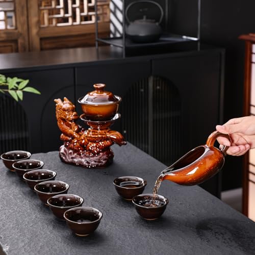 Ceramic Teapot with Infuser Chinese Gongfu Tea Set with 8 Cups