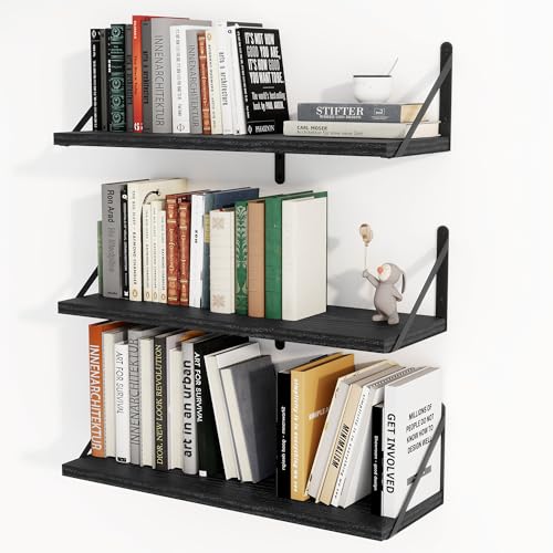 Floating Book Shelves for Wall (3 Count)