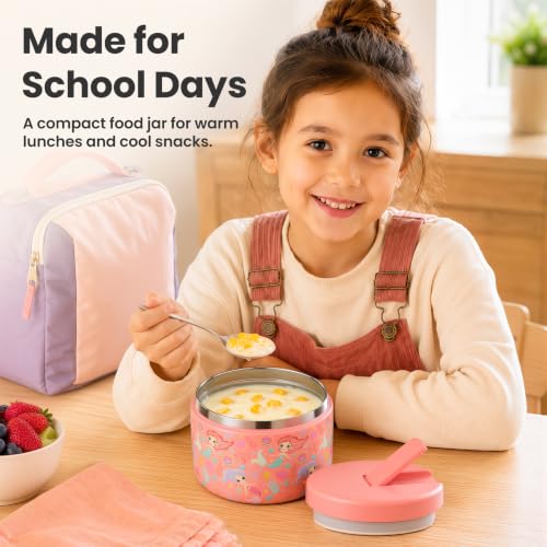12oz Insulated Vacuum Food Jar with Buckle Lid Wide Mouth Soup Thermo for Hot Food Kids Leakproof Stainless Steel Lunch Container