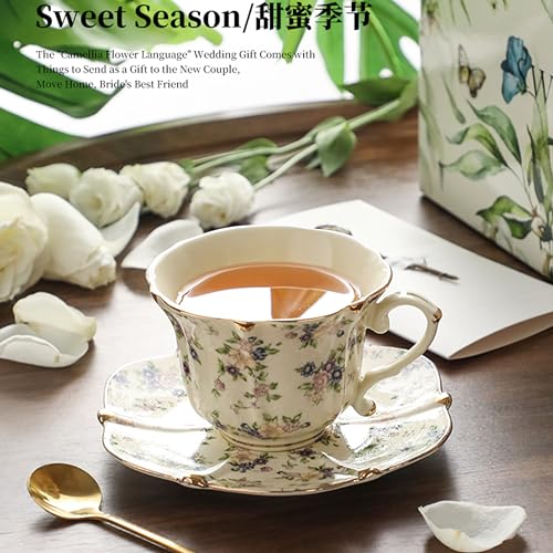 Country Roses Bone China Tea Cup and Saucer Set (3 Count)