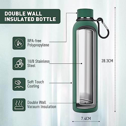 Slim Insulated Water Bottles for Travel 25oz with Clip