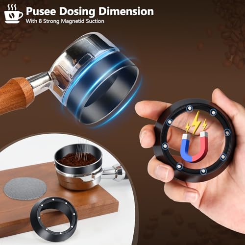 WDT Tool Espresso Distributor Accessory kit &1.7mm Thickness 150μm Mesh Puck Screen & 8 Magnets dosing ring Compatible with Portafilter