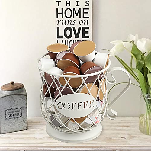 White Medium Coffee Pod Capsule Storage Holder for 35 K Cups Capacity K Cup Holder K Cup Organizer