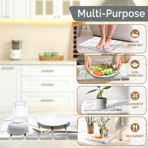 Small Stone Dish Drying Mat for Kitchen Counter (2 Count)
