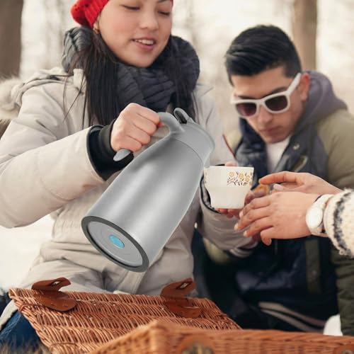 2 Pcs Thermal Coffee Carafe Insulated Stainless Steel Coffee Carafe for Hot Liquid Vacuum Thermal Pot Creamer Pitcher Dispenser with Brushes Keeping Hot Water Milk (2 Count)