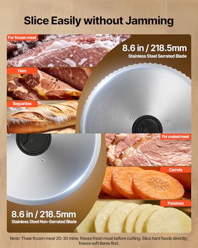 Meat Slicer 8.6" Electric Deli Slicer with 2 SUS420 Blades