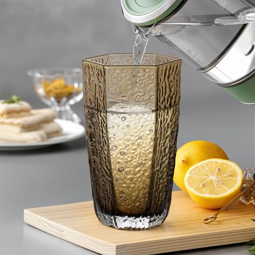Amber Hexagonal Whiskey Glass Set (2 Count)
