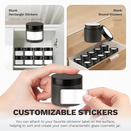 48 Pack 2 oz Black Small Glass Jars with Black Lids (48 Count)