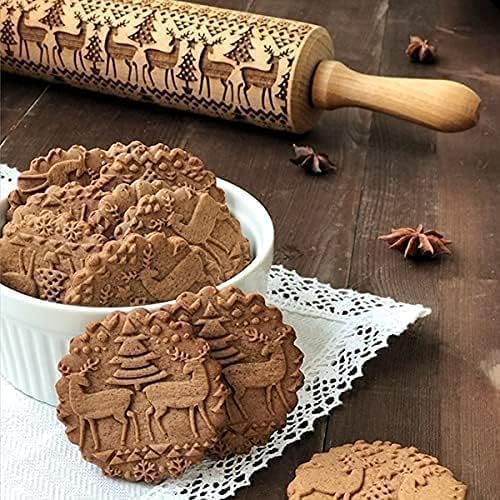 Christmas Wooden Rolling Pin for Baking