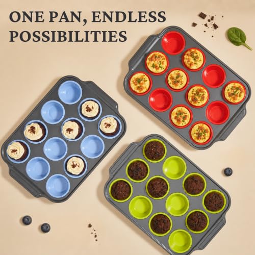 Silicone Muffin Pans for Baking with Metal Frame