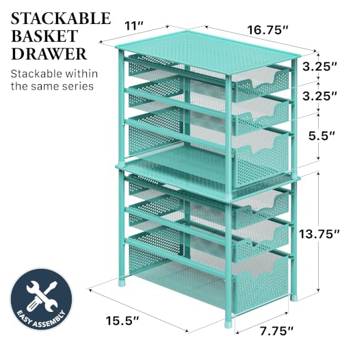 Stackable 3 Tier Slide Basket Organizer Drawer