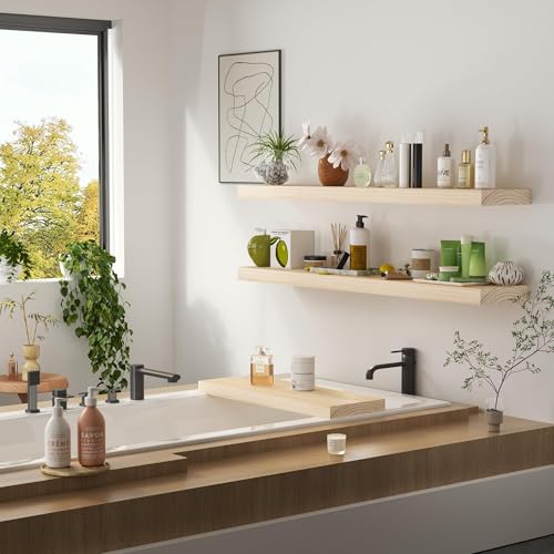 Natural Wood Floating Shelves 48”