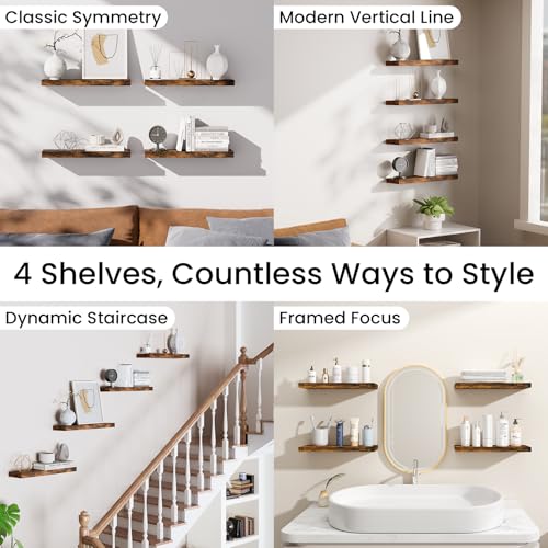 Rustic Brown Floating Shelves 15.7in